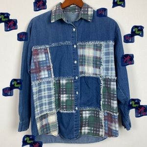 Vintage Color Block Denim Jacket